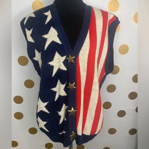 Vintage 80s Sweater Loft American Flag Vest Size: Large